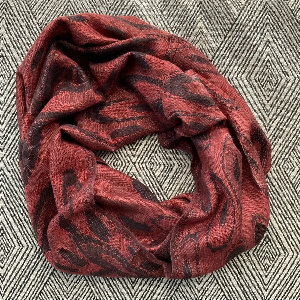Pashmina silk infinity scarf rust orange brown